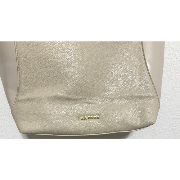 Steve Madden Faux Leather Tote Bag Beige Crossbody Convertible - Picture 3 of 11